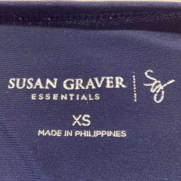 Susan Graver Liquid Knit Navy Bateau Neck 3/4 Length Sleeve Size XS - Picture 5 of 7